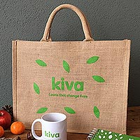 Kiva jute bag, 'Rustic Tote' - Kiva jute bag 