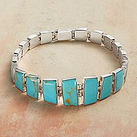 Turquoise link bracelet, 'Andean Treasure' - Chilean Turquoise Bracelet