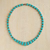 Turquoise statement necklace, 'Andean Treasure' - Chilean Necklace
