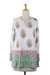 Beaded cotton tunic, 'Beautiful Jaipur' - Cotton Block Print Tunic with Beadwork and Sequins