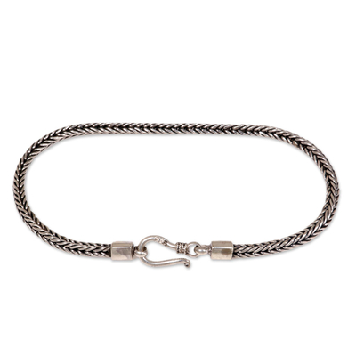 Sterling silver chain bracelet, 'Dragon's Tail' - Hand Crafted Sterling Silver Chain Bracelet from Bali