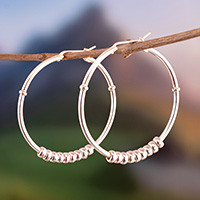 Sterling silver hoop earrings, 'Spellbound' - Sterling silver hoop earrings