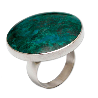 Chrysocolla and Sterling Silver Ring from Peru
