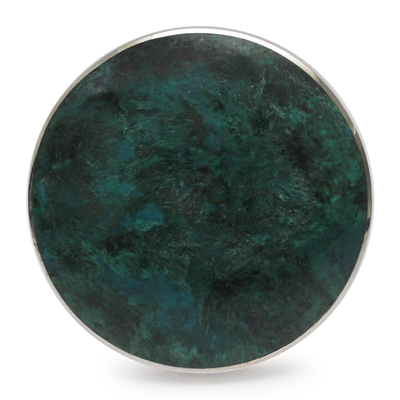 Chrysocolla cocktail ring, 'Universe' - Chrysocolla and Sterling Silver Ring from Peru
