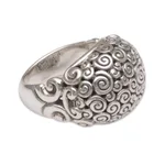 Sterling silver dome ring, 'Cloud Bubble' - Artisan Jewelry Sterling Silver Domed Ring