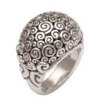 Sterling silver dome ring, 'Cloud Bubble' - Artisan Jewelry Sterling Silver Domed Ring