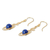 Gold plated lapis lazuli dangle earrings, 'Follow the Dream' - Hand Crafted Lapis Lazuli and 24k Gold Plated Brass Earrings (image 2b) thumbail