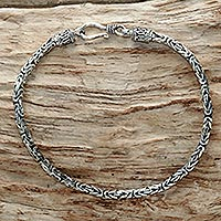 Sterling silver chain bracelet, 'Borobudur Collection II' - Sterling Silver Chain Bracelet 925 Artisan Jewelry from Bali