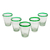 Blown glass juice glasses, 'Emerald Cone' (set of 5) - Hand Blown Juice Glasses Clear with Green Rim 9 Oz Mexico
