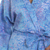 Short cotton robe, 'Pebbles in a River' - Short Cotton Batik Robe of Vibrant Blue and Rosy Hues (image 2f) thumbail