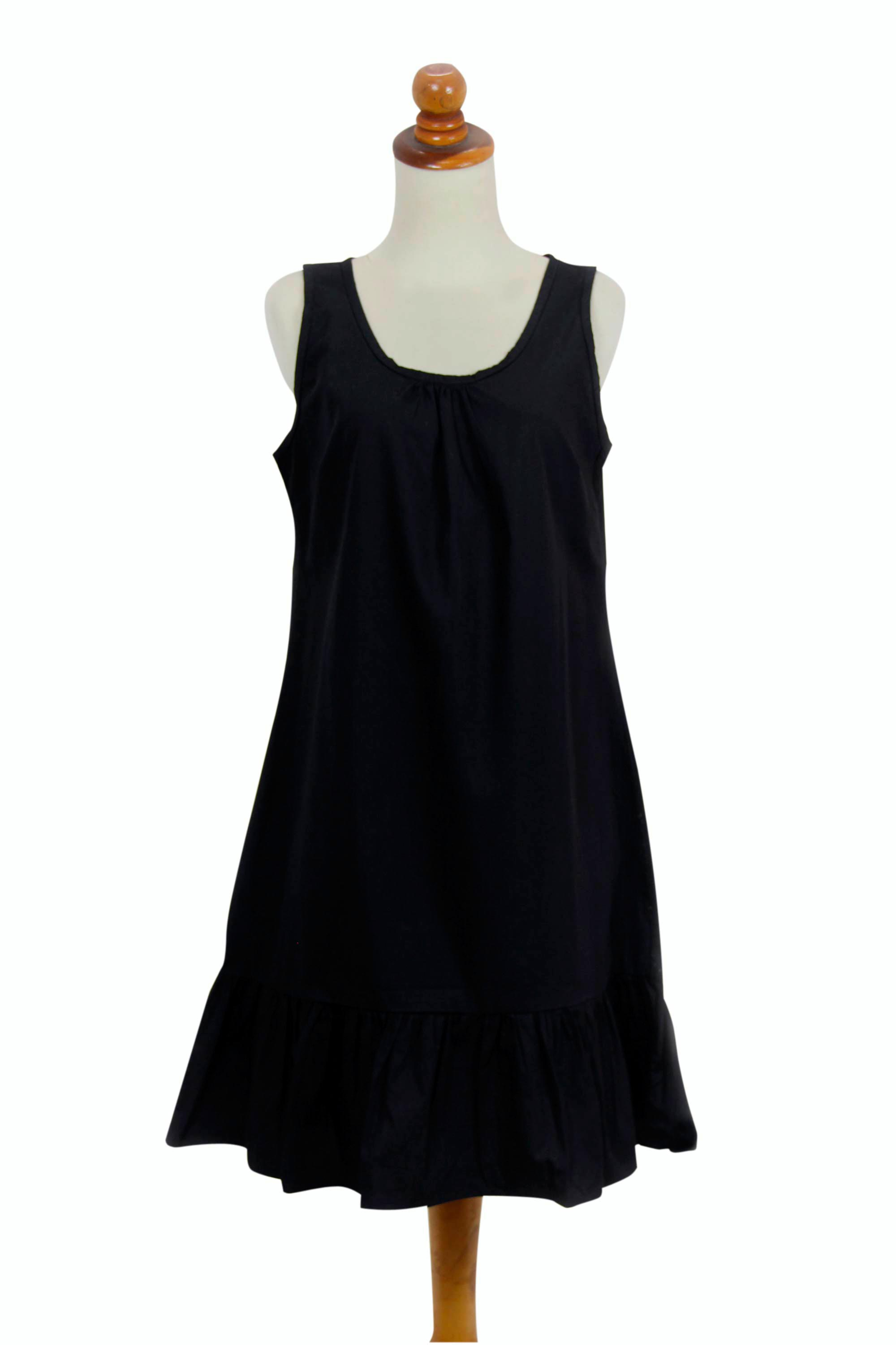 UNICEF Market | Sleeveless Short Black Cotton Dress from Bali - Black ...