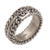 Sterling silver band ring, 'Flower Chain' - Chain Style Sterling Silver Band Ring with Flower