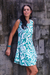 Cotton sundress, 'Balinese Paradise' - Sleeveless Cotton Sundress in Green and White thumbail