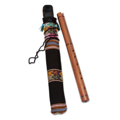 Quena Wood Inca Flute with Case Handmade in Peru