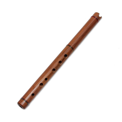 Wood quena flute, 'Jacaranda' - Quena Wood Inca Flute with Case Handmade in Peru