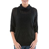Pullover sweater, 'Evening Flight in Black'