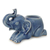 Portavelas de cerámica Celadon, 'Elefante azul reclinado' - Portavelas artesanal de cerámica Celadon