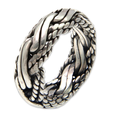 Men's sterling silver ring, 'Reptilian' - Men's sterling silver ring