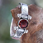 Modern Sterling Silver Garnet Ring, 'Mystical Eye'