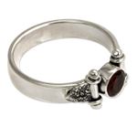 Garnet solitaire ring, 'Mystical Eye' - Modern Sterling Silver Garnet Ring