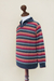 Men's 100% alpaca pullover sweater, 'Blue Heights' - Men's Striped Multicolor Alpaca Turtleneck Pullover Sweater (image 2b) thumbail
