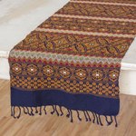 Cotton table runner, 'Guatemala is Home' - hand Woven Blue/Multi Cotton Runner