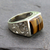 Men's tiger's eye ring, 'Warmth' - Hand Crafted Sterling Silver and Tiger Eye Men's Ring (image 2) thumbail
