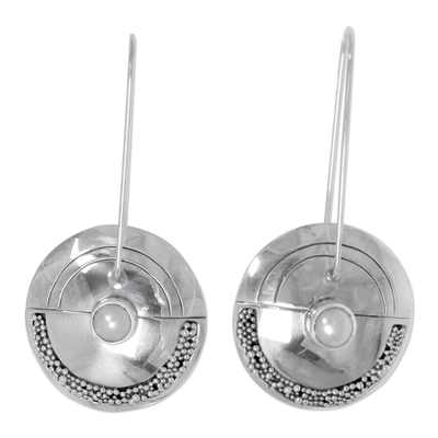 Pendientes colgantes de perlas - Pendientes colgantes modernos de plata de ley con perlas