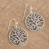 Marcasite dangle earrings, Irish Tree of Life