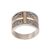 Gold accented sterling silver band ring, 'Holy Light' - Gold Accented Sterling Silver Cross Band Ring thumbail