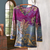 Rayon knit top, 'Exotic Boteh' - Indian Boteh Travel Shirt