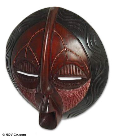 Ghanaian wood mask, 'Wise and Prudent' - African Wood Mask