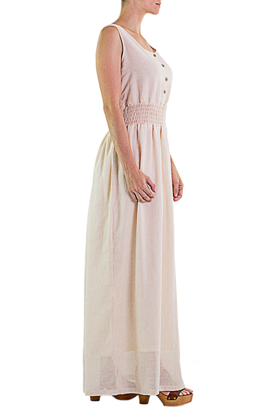 Cotton maxi dress, 'Naturally Modern' - Handmade Sleeveless Cotton Maxi Dress