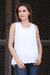 Sleeveless cotton top, 'Summer Charm' - White Cotton Sleeveless Top from India (image 2) thumbail