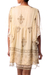 Embellished tunic, 'Jaipur Glitz' - Embellished Lined Chiffon Tunic Top with Block Prints