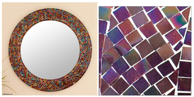 Espejo de pared de mosaico de vidrio - Espejo