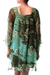 Beaded long tunic, 'Glorious Jaipur' - Long Shibori-Dyed Green and Brown Tunic Top with Sequins (image 2b) thumbail
