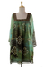 Beaded long tunic, 'Glorious Jaipur' - Long Shibori-Dyed Green and Brown Tunic Top with Sequins (image 2c) thumbail