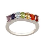Multi-gemstone chakra ring, 'Positivity' - Multi Gemstone Sterling Silver Ring Chakra Jewelry