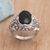 Men's onyx ring, 'Black Sunflower' - Men's Floral Sterling Silver and Onyx Ring (image 2) thumbail