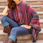 Colorful Striped Alpaca Wool Blend Sweater from Peru, 'Fiesta of Color'