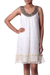 Beaded A-line dress, 'Golden' - White Beaded A-Line Dress with Sequins and Ruffles