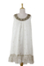 Beaded A-line dress, 'Golden' - White Beaded A-Line Dress with Sequins and Ruffles