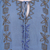 Perlenbesetzte Tunikabluse - Handbesticktes blaues Tunika-Top mit Blumenmuster aus Indien