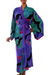 Women's batik robe, 'Turquoise Ocean' (long) - Women's Batik Patterned Robe (image 2a) thumbail