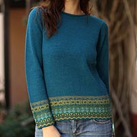 100% alpaca sweater, 'Inca Muse' - Hand Crafted Peruvian Alpaca Wool Sweater