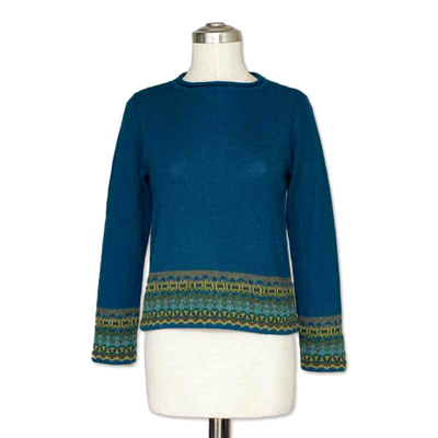 100% alpaca sweater, 'Inca Muse' - Hand Crafted Peruvian Alpaca Wool Sweater