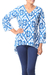 Cotton tunic, 'Azure Beauty' - Abstract Blue Screen Printed Cotton Tunic with Sequins thumbail