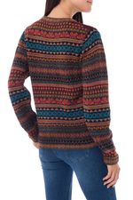 100% alpaca sweater, 'Autumn Medley' - Peruvian Alpaca Wool Sweater