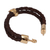 Gold-accented braided leather pendant bracelet, 'Death and Life' - Mexican Double Strand Braided Leather Bracelet in Brown